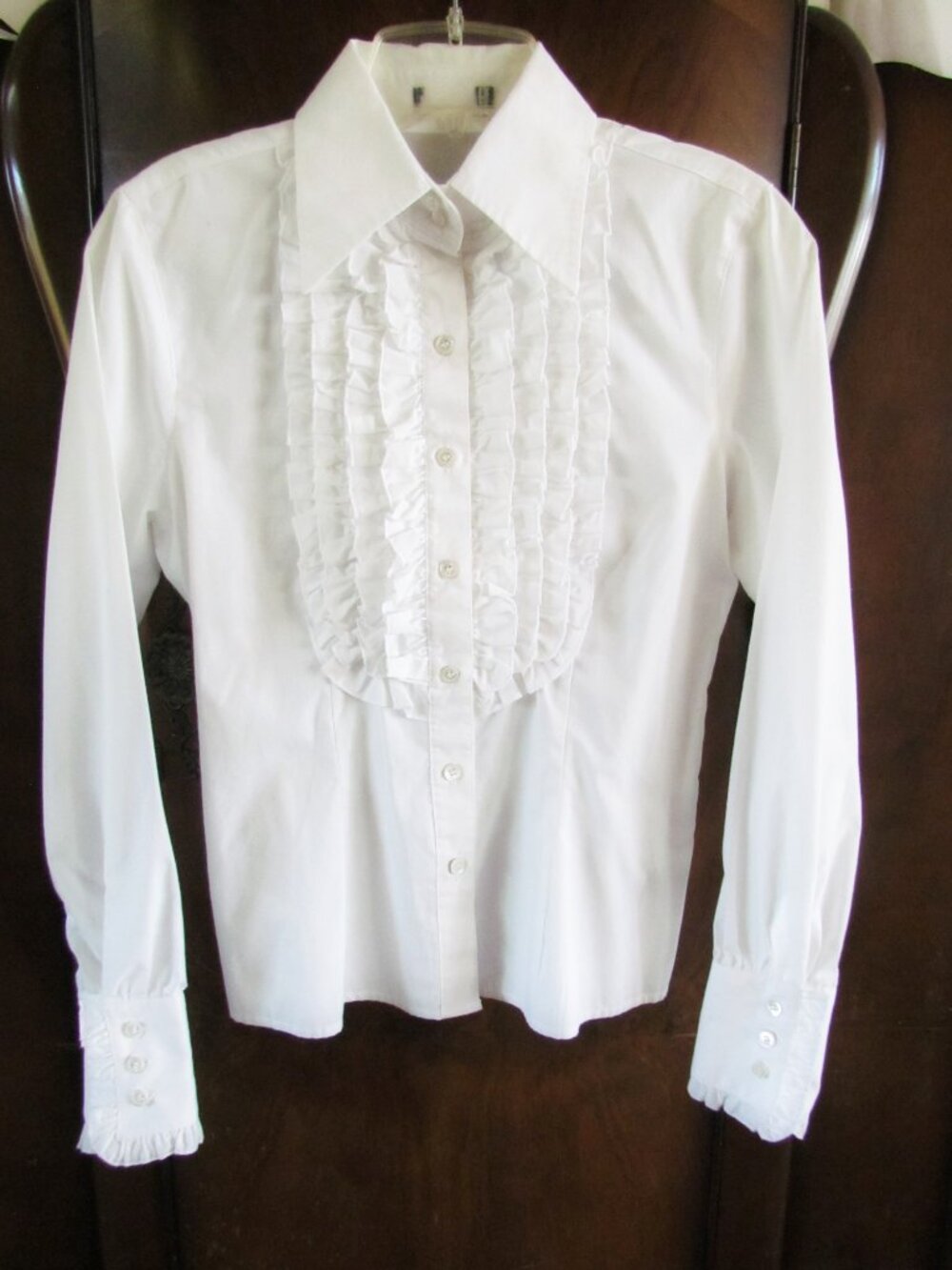 WHITE RUFFLED SHIRT, LONG SLEEVES, ROMANTIC COSTUME for PIRATE, OPERA, THEATER +
